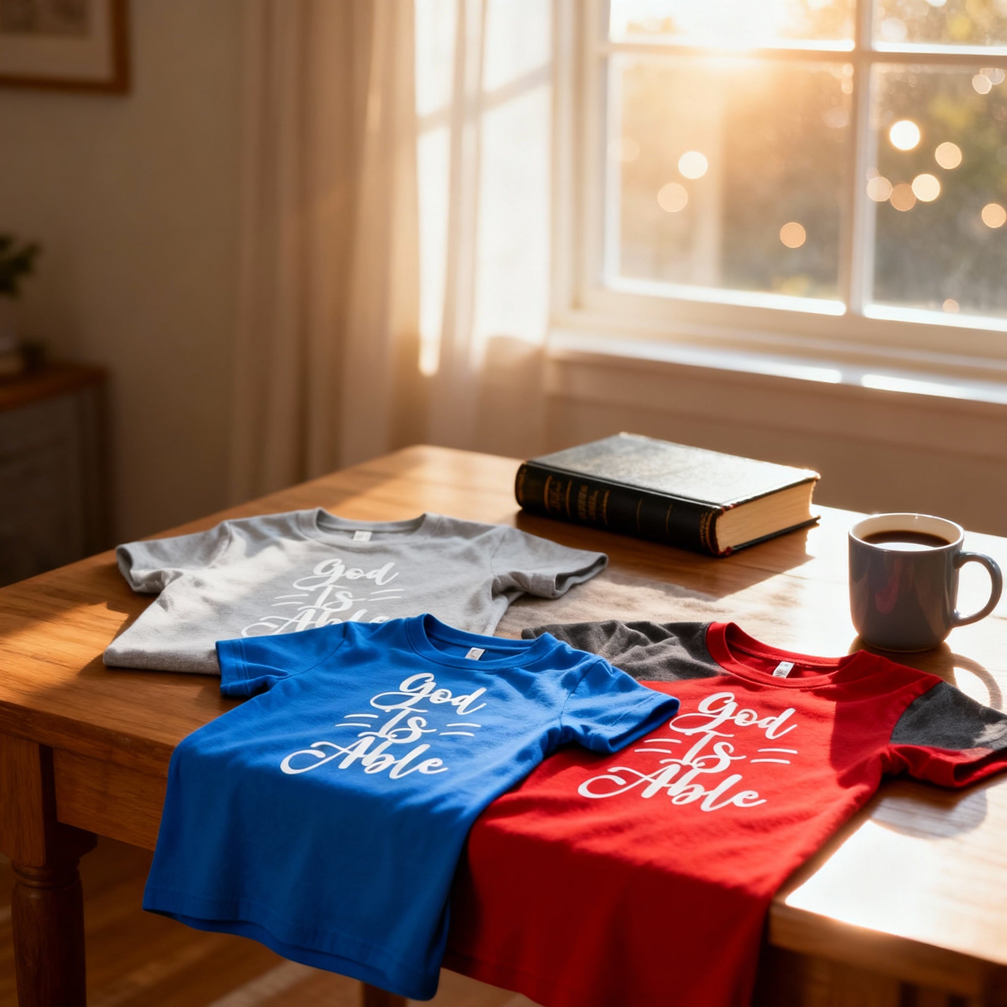 Unisex Christian T Shirt With God Is Able Script Typography For Faith Based Apparel