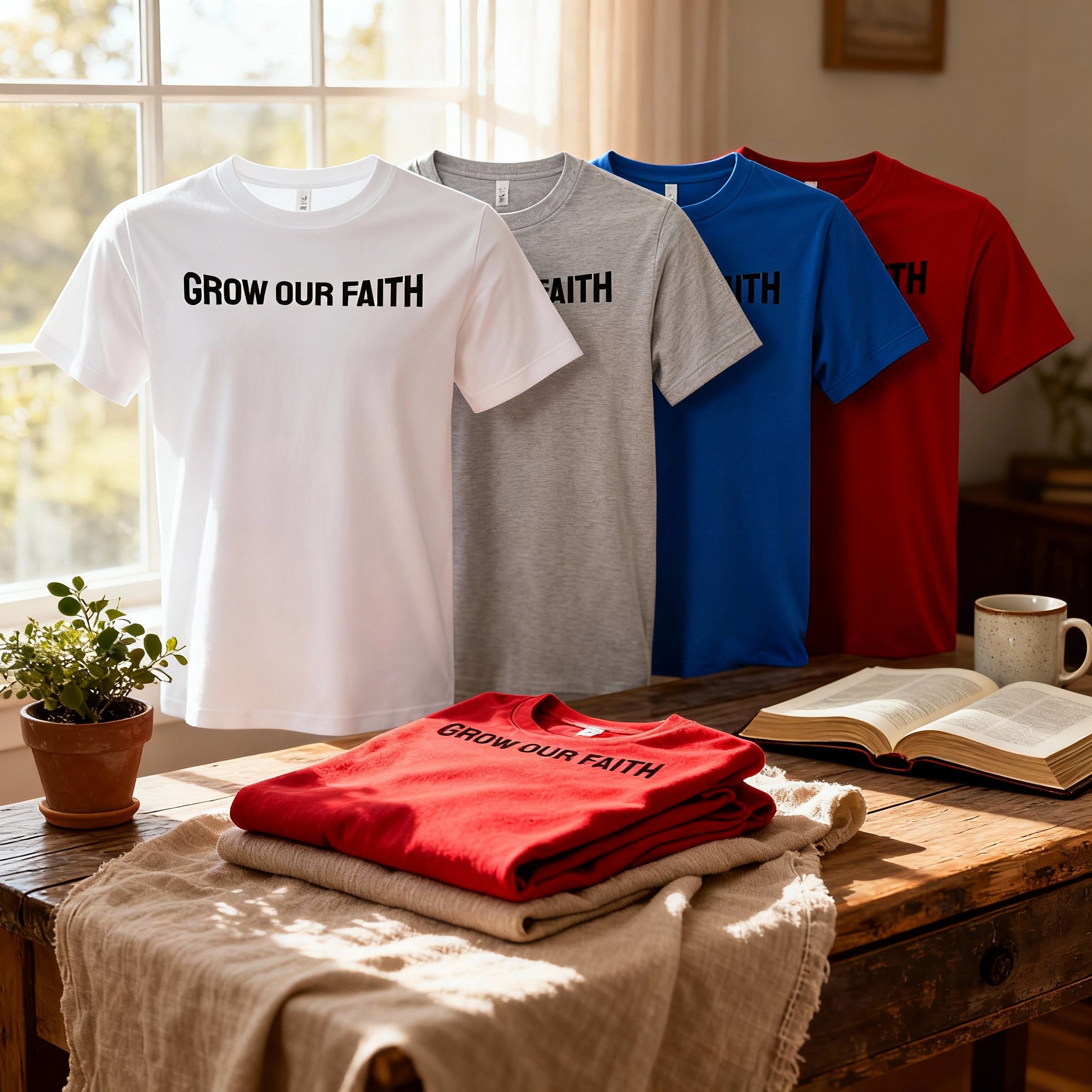 Grow Our Faith Christian Unisex T Shirt With Bold Front Graphic Print For Everyday Wear