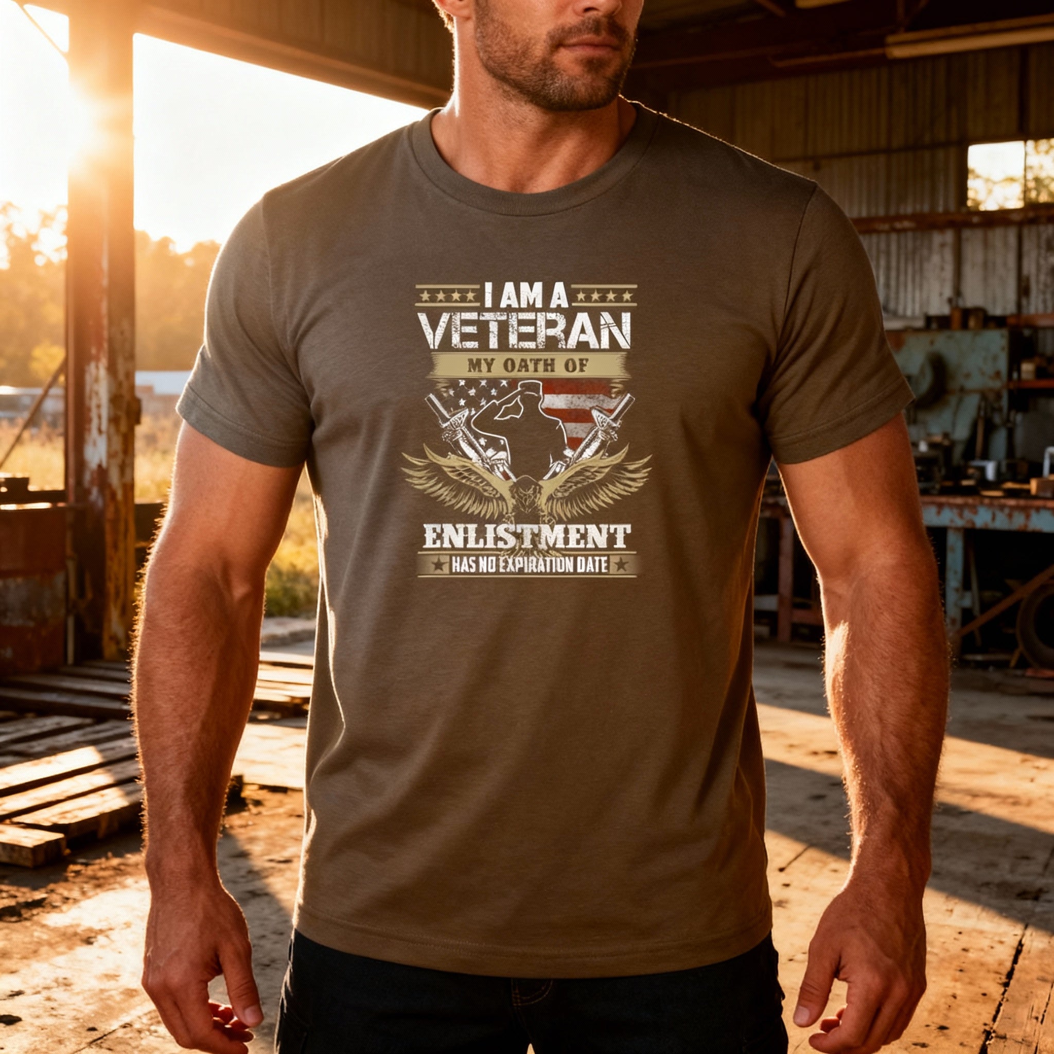 Veteran Unisex T Shirt With My Oath Of Enlistment Has No Expiration Date Patriotic Eagle Graphic