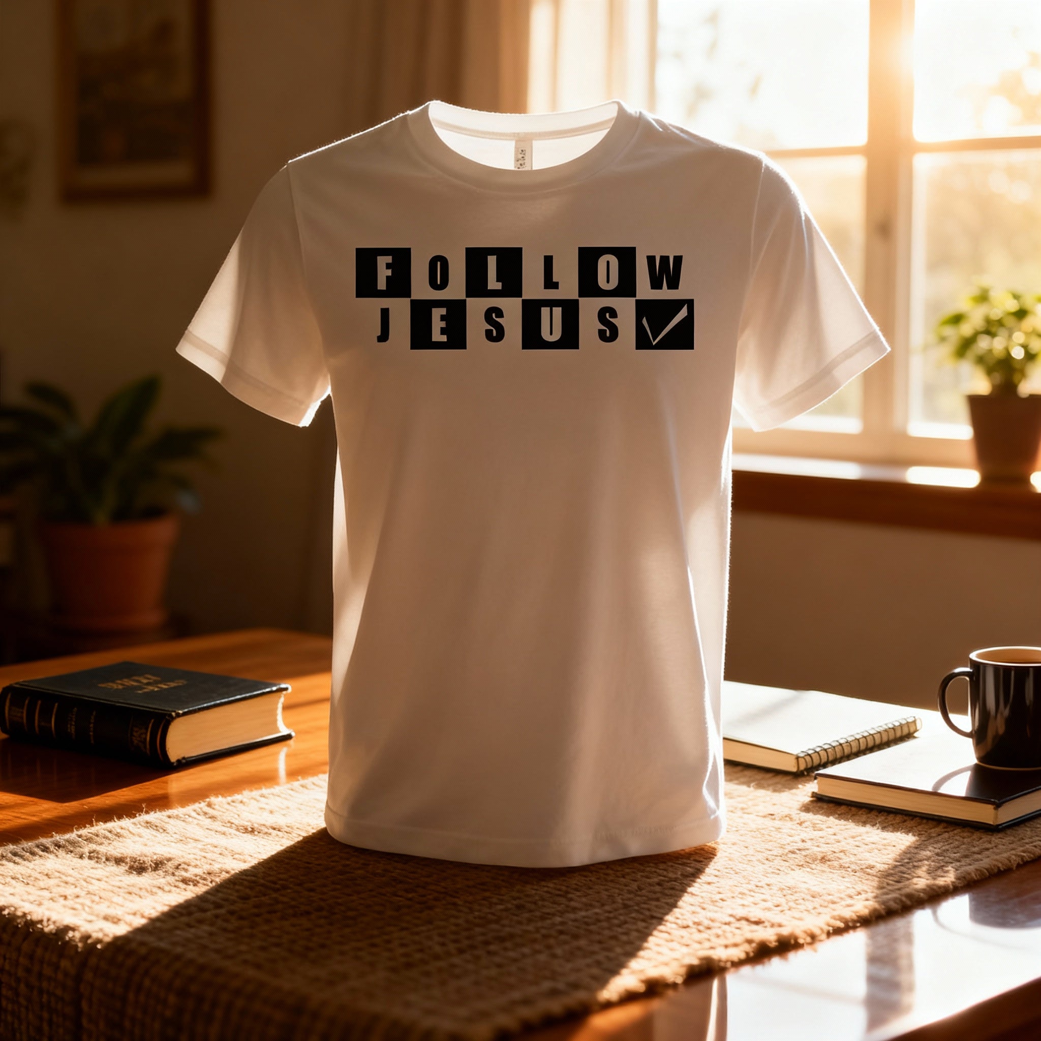 Follow Jesus Graphic Tee For Christians Unisex Short Sleeve Shirt With Inspirational Message