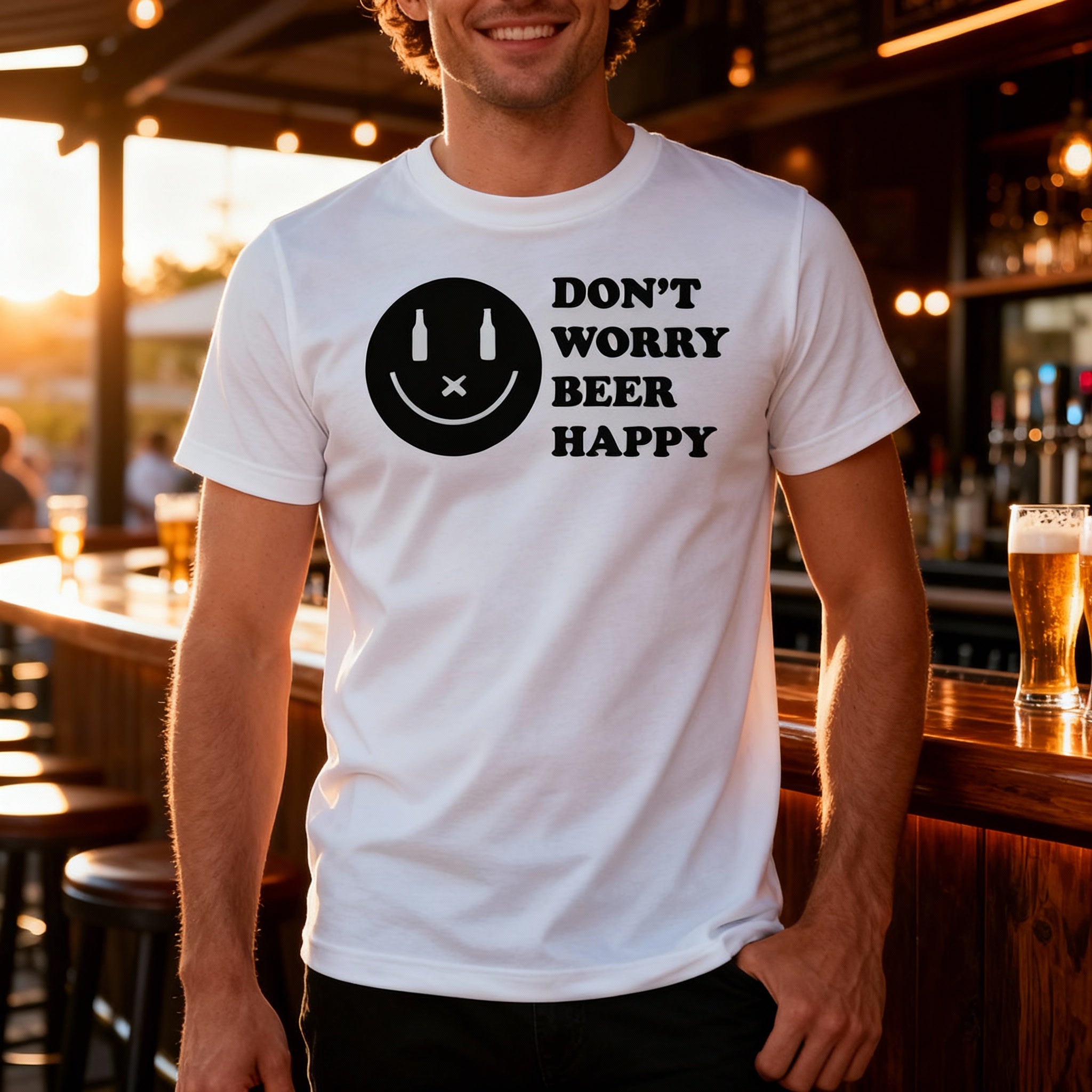 Don't Worry Beer Happy Graphic Tee For Unisex Wear Comfortable Short Sleeve Shirt