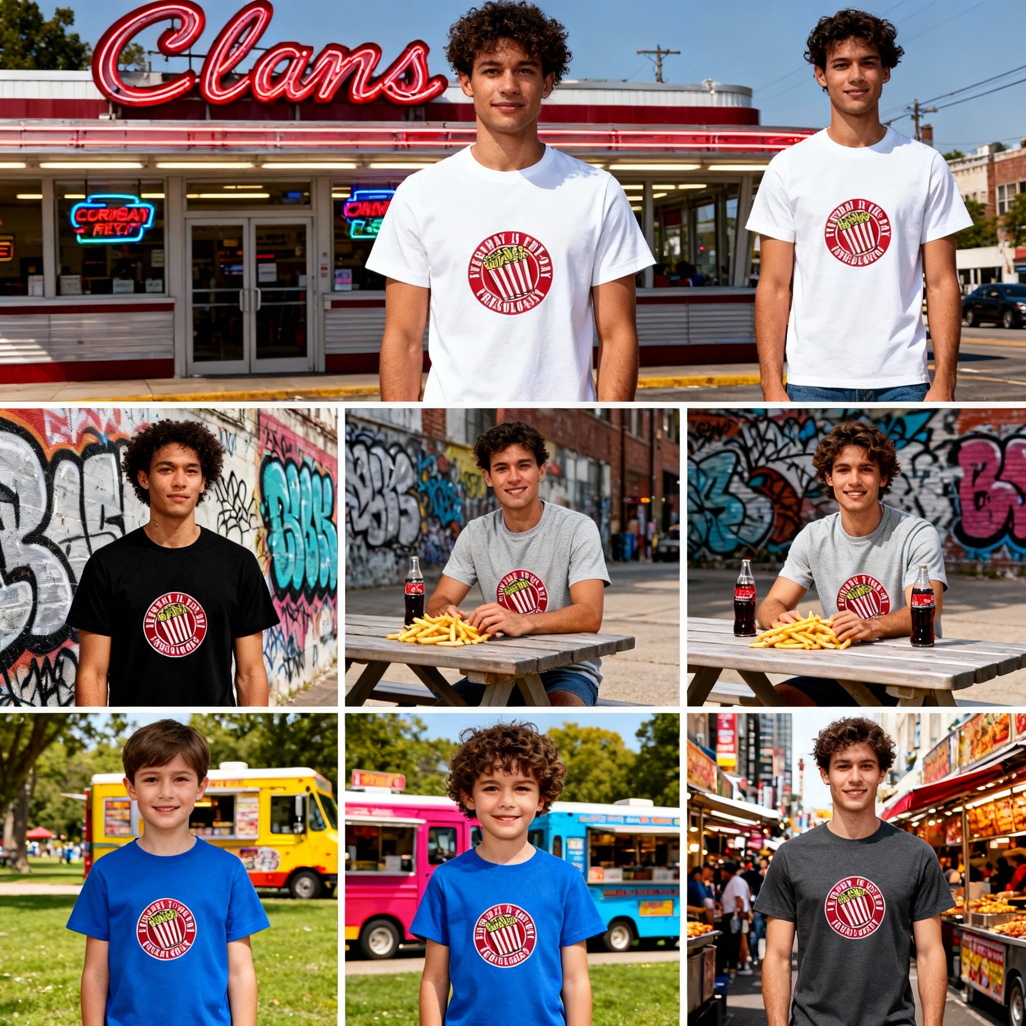 Everyday Is Fryday Friesologist Graphic T Shirt Unisex Casual Wear With Fries Bucket Logo