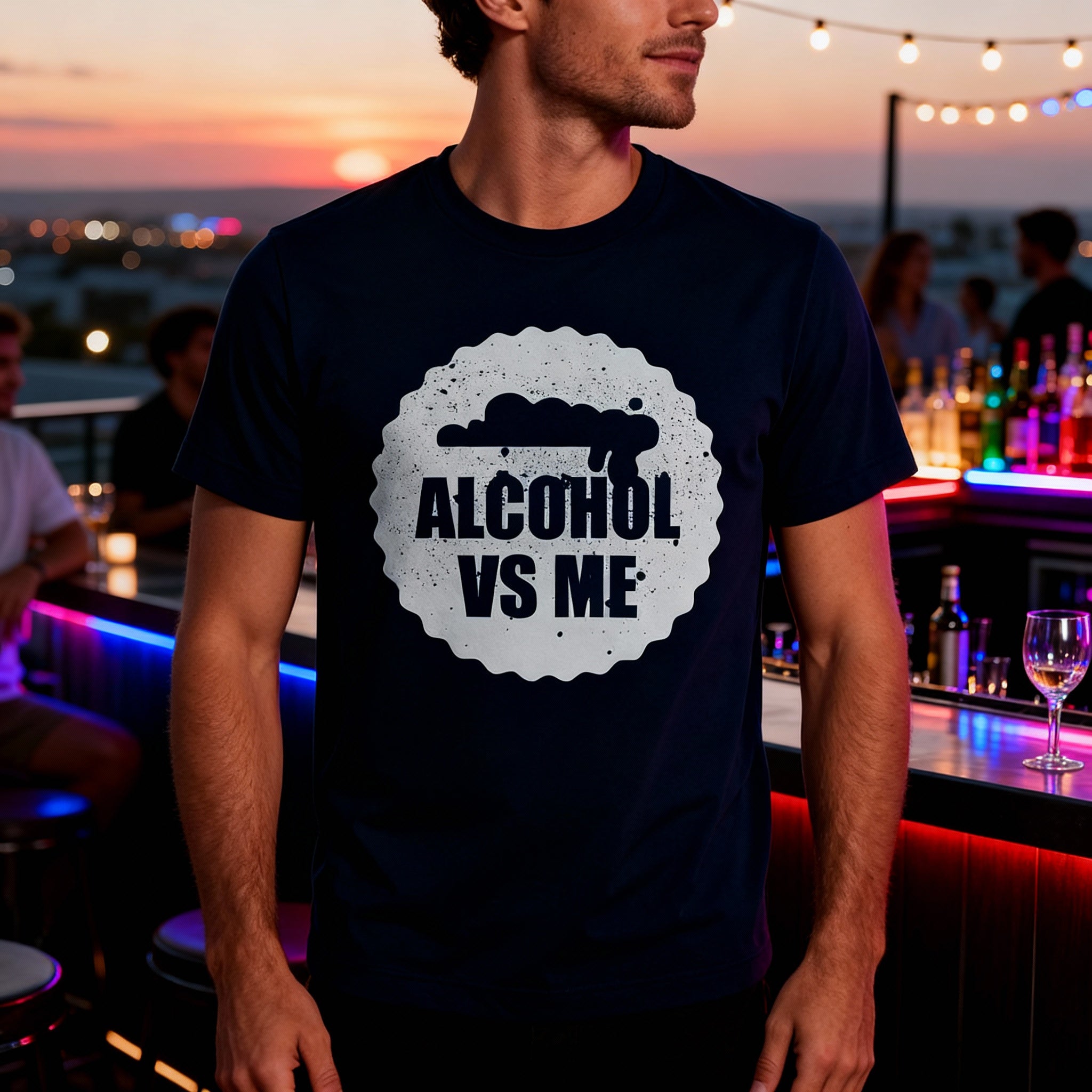 Alcohol Vs Me Graphic Tee Unisex Short Sleeve Shirt For Everyday Casual Wear And Lounge