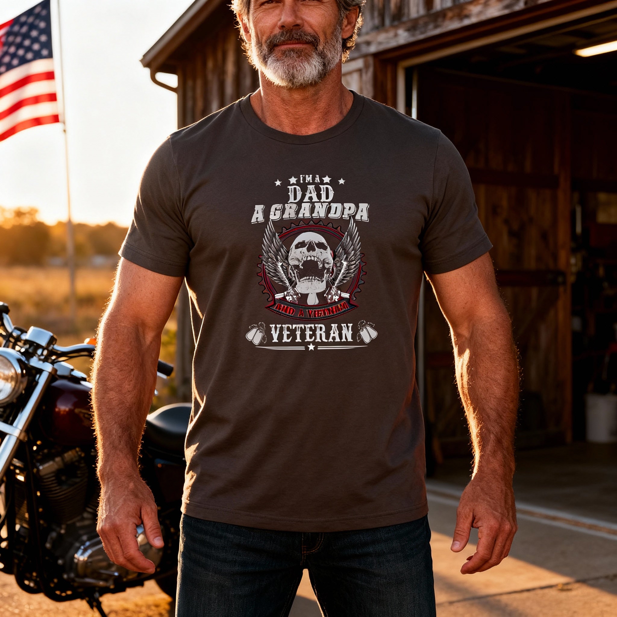 Black Unisex T Shirt I Am A Dad A Grandpa And A Vietnam Veteran Graphic Artwork Print