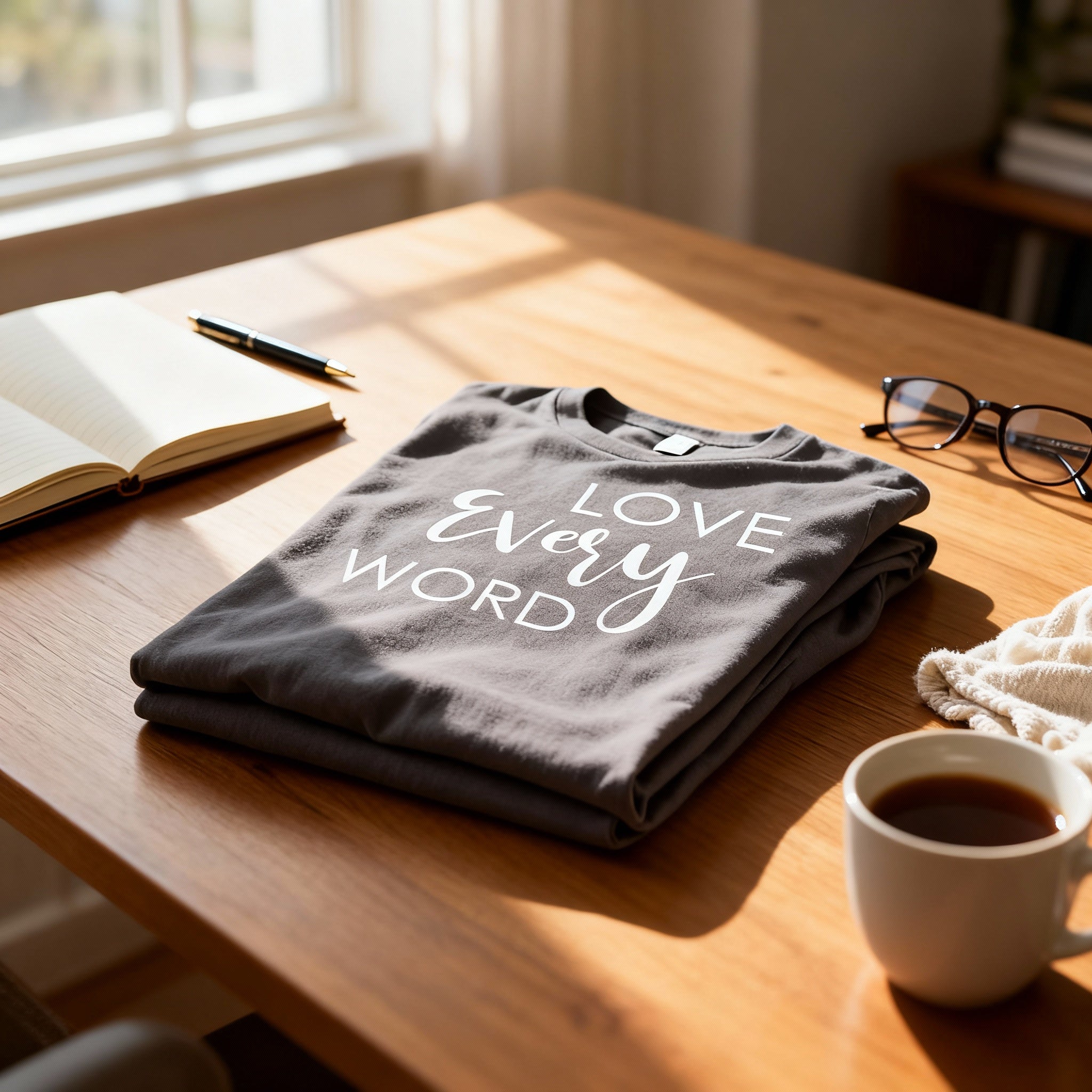 Christian Unisex Graphic Tee Featuring Love Every Word Message Across Chest For Faith Inspired Apparel