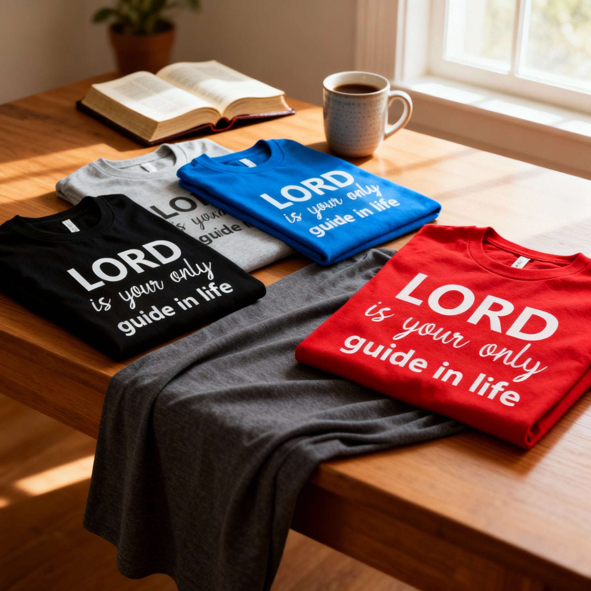 Christian Unisex Tee With Bold Slogan Lord Is Your Only Guide In Life For Everyday Hope And Faith