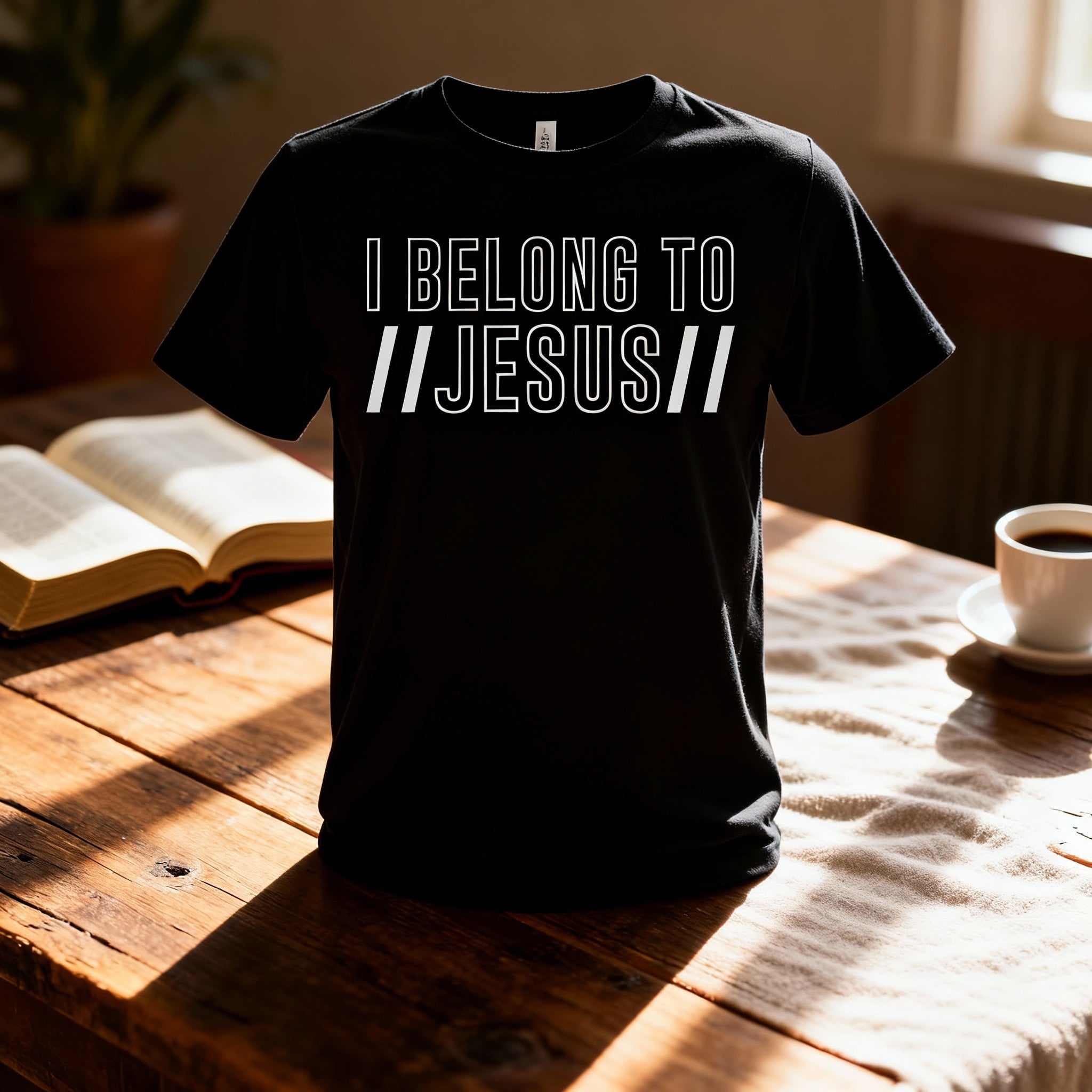 Unisex Christian T Shirt With I Belong To Jesus Typography Across Chest For Daily Wear