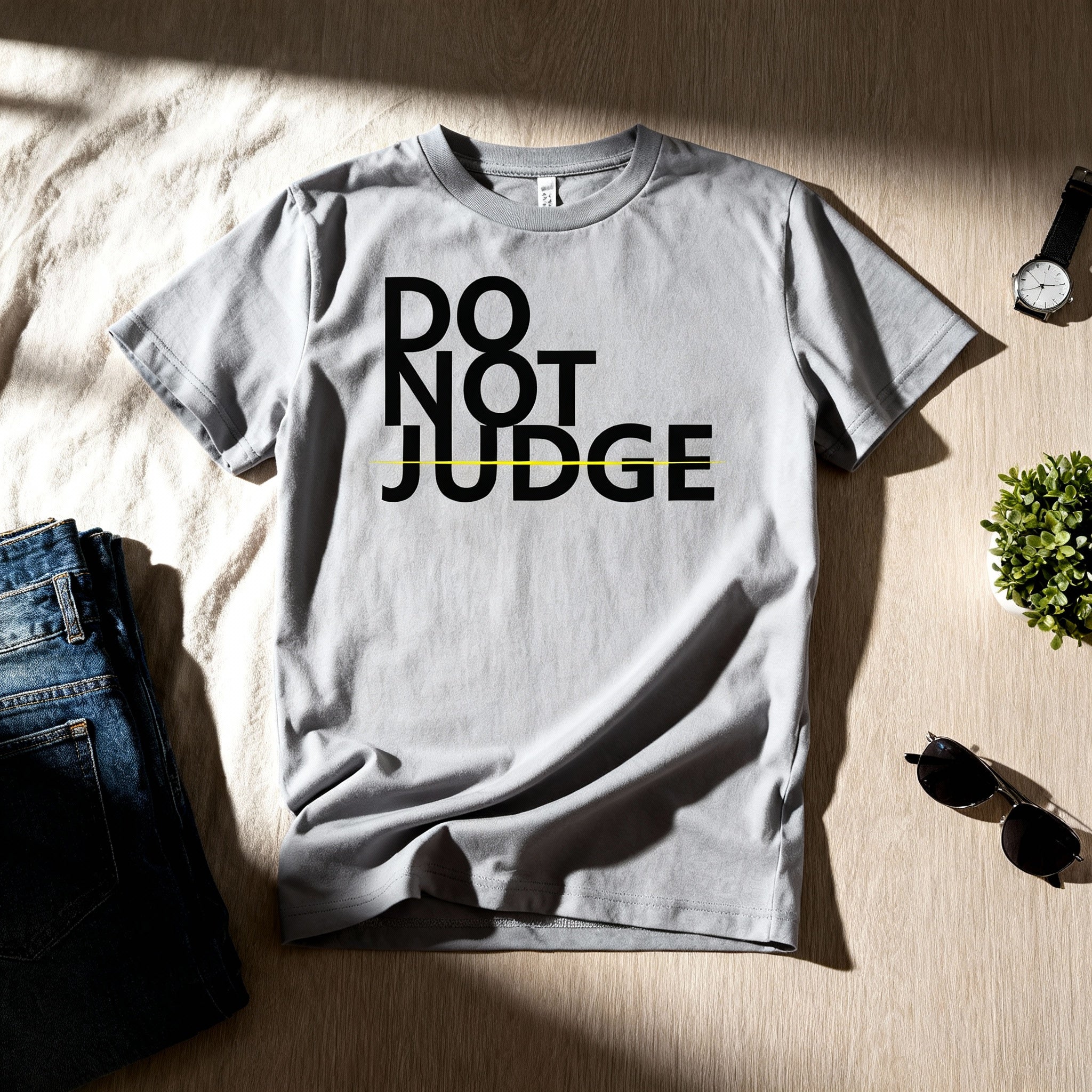 Unisex Do Not Judge Graphic Tee Short Sleeve Casual Shirt For Everyday Wear Soft Comfortable Fit