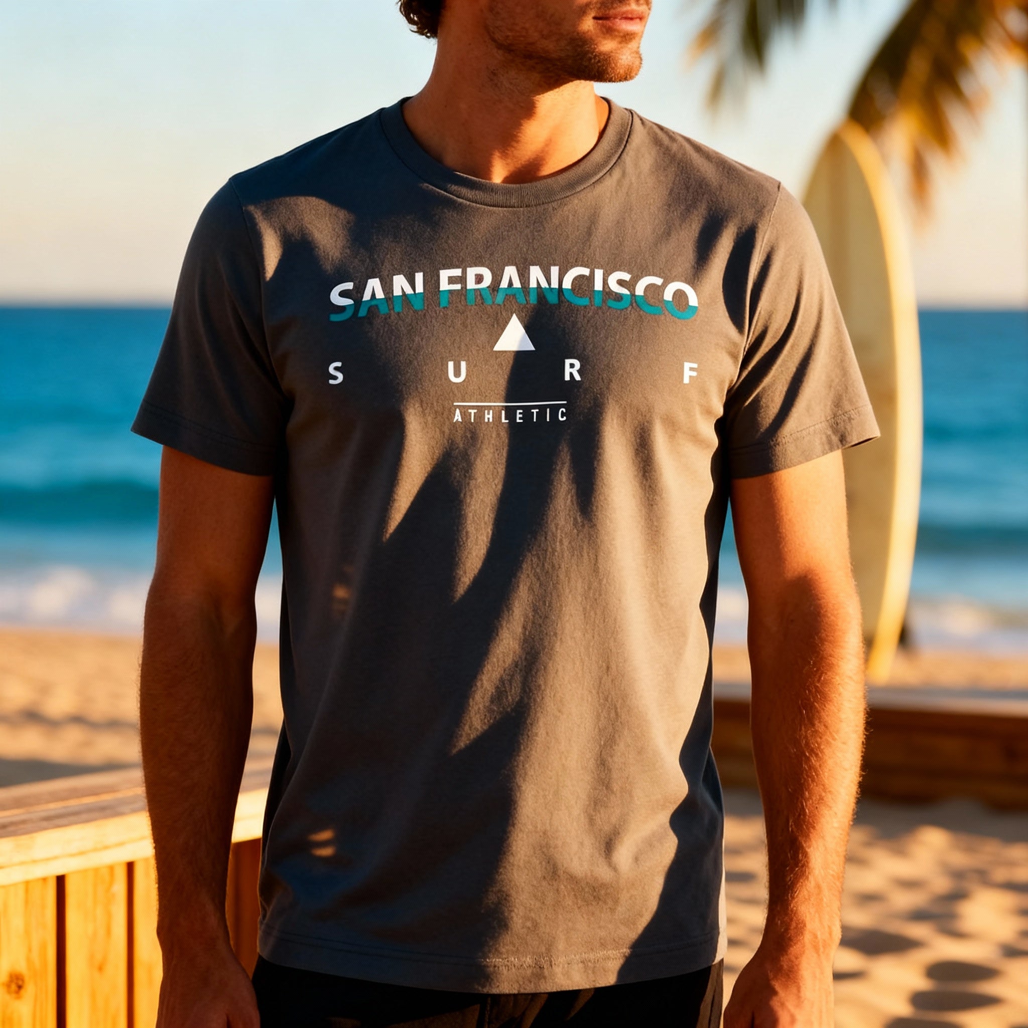 San Francisco Surf Athletic Graphic T Shirt Unisex Short Sleeve Tee Casual Everyday Wear